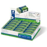 STAEDTLER Gum 526 83-5 gum met 56% natuurlijk en hernieuwbaar, vrij van ftalaten en latex, schuifhuls, afmetingen 43 x 19 x 13 mm, 30 olijfgroene gummen in kartonnen display