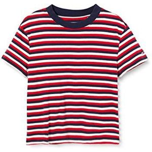 Tommy Jeans Tjw Contrast Rib Baby Tee Dames Pullover Deep Crimson/Multi, XXS, Deep Crimson/Multi