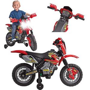 FEBER Motorbike Cross 400F - motorfiets met batterijen voor kinderen van 3 tot 5 jaar, 6 V, rood (Famosa 800011250)