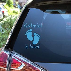 Ambiance Sticker s Gepersonaliseerde naam | zelfklevende sticker baby aan boord - wanddecoratie kinderkamer | 2 planken van 25 x 20 cm en 45 x 30 cm - ijsblauw