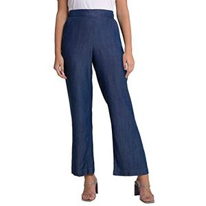 Ulla Popken Lyocell broek van jeans, rechte en comfortabele pasvorm, voor dames, donkerblauw denim