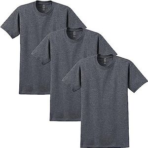 GILDAN Heren-T-shirt, donker gemêleerd, 3 stuks, L, Donker gemêleerd (3 stuks)