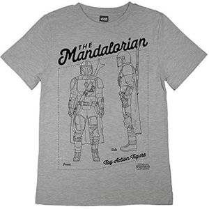 Star Wars The Mandalorian Action Figuur T-shirt meisjes 5-15 jaar, grijs, officieel product, grijs, 14-15 jaar, grijs.