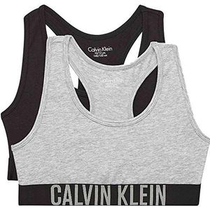 Calvin Klein 2 stuks bralette bustier voor meisjes, 1 x grijs/1 x zwart
