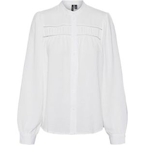 VERO MODA Vmemma Ls Lace Shirt Wvn Ga Noos Damesblouse met lange mouwen, Sneeuwwitje