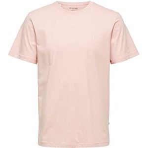 Selected Slhnorman Ss Crew Neck T-shirt voor heren, Zilver/Roze