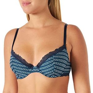 Billet Doux Audacieuse 70AAI19 Klassieke beha met beugels, grafische print, blauw, 90D dames, grafische print, blauw, 90D, Grafische print, blauw