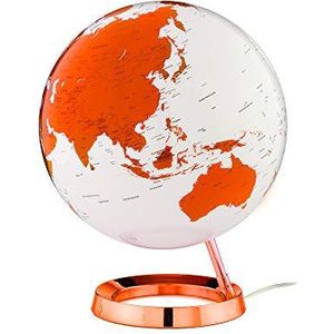Tecnodidattica – Globe Light & Colour Hot Tangerine | Helder, draaiend, met bijgewerkte politieke mapping | Design lamp | Diameter 30 cm