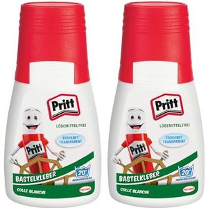 Pritt 9HPAKC2P1X Universele drogende transparante knutsellijm voor thuis, school of kantoor - witte lijm voor kinderen met 1 fles van 100 g en 1 lijmstift van 11 g