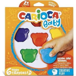 Carioca 42956 waskrijtjes in de vorm van een beer, meerkleurig, 6 stuks