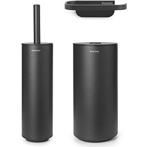 Brabantia - Mindset toiletaccessoireset - Toiletborstel, rolhouder en roldispenser - Set van 3 verschillende badkameraccessoires - Infinite Grey