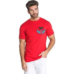 Gianni Kavanagh Red Anarchy Patch Tee T-Shirt pour Homme, Rouge, XL