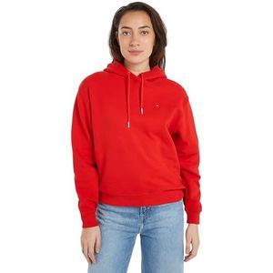 Tommy Hilfiger Damestrui met capuchon met vlag op de borst, Rood (Fierce Red)