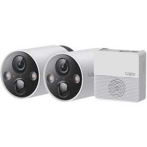 Tapo C420S2 Draadloze bewakingscamera voor buiten, wifi, 2 K + 4 MP, autonomie 180 dagen, nachtzicht in kleur, IP65, personendetectie, bidirectionele audio, lokale opslag