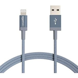 Amazon Basics Lightning naar USB A kabel gevlochten nylon iPhone oplader MFi gecertificeerd donkergrijs 1,82 m (2 stuks)