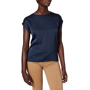 VILA Veelzijdige S/S Satin Top/Su - Noos dames T-Shirt, navy blazer, 44