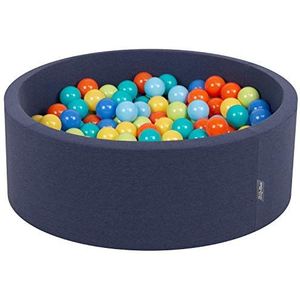 KiddyMoon rond ballenbad, met ballen met een diameter van 7 cm, voor baby's, gemaakt in de EU, donkergroen:lichtgroen/oranje/turquoise/blauw/babyblauw/geel, 90 x 30 cm, 200 ballen