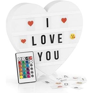 EASYmaxx LED Light Box Box - Voor gepersonaliseerde tekstberichten | Set van 150 kleurrijke emoji's en 173 verwisselbare letters, cijfers en symbolen [hart]