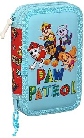 Paw Patrol Funday Pennenetui voor kinderen, met 28 gereedschappen, ideaal voor kinderen, comfortabel en veelzijdig, kwaliteit en duurzaamheid, 12,5 x 4 x 19,5 cm, rood en lichtblauw, rood en lichtblauw, Estándar, casual, rood en lichtblauw, casual