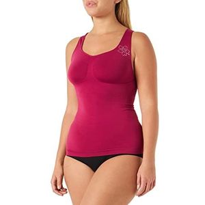 belly cloud Dames figuurvormende top met strass-bloemen, rood (bordeaux 535)