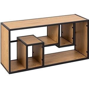 AC Design Furniture Jörn Rustiek wandrek met 2 rechthoekige vakken, wilde eikenlook en zwart metalen frame, eenvoudige stijl voor woonkamer, slaapkamer, 95 x 30 x 45 cm