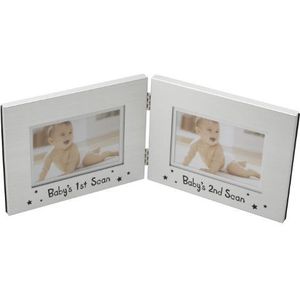 Dubbele fotolijst van aluminium, 10,2 x 6,3 cm, voor baby's 1e en 2e Ultrasone beelden
