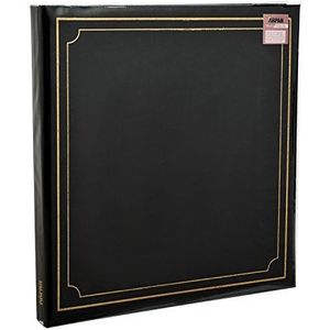 Arpan Maat XL, 32 x 26 cm, zelfklevend fotoalbum, 24/vellen/48 zijden/gevoerde omslag in lederlook, post-bound - zwart