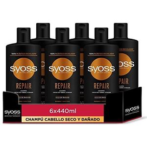 Syoss - Repair Shampoo voor droog en beschadigd haar - Repair Serie - Repareert het haar grondig en beschermt het - haar als vers uit het kapsel, 6 x 440 ml (2640 ml)