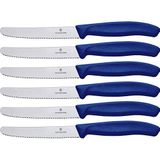 Victorinox 6.7832.6 Swiss Classic Tomatenmessen, 6-delige set, kartelmessen, blad van 11 cm, geschikt voor de vaatwasser,24 x 5 x 3 cm, blauw