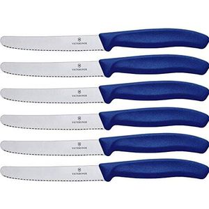 Victorinox 6.7832.6 Swiss Classic Tomatenmessen, 6-delige set, kartelmessen, blad van 11 cm, geschikt voor de vaatwasser,24 x 5 x 3 cm, blauw