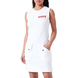Love Moschino Regular Fit Robe sans Manches, Blanc Optique, 44 Femme, Blanc Optique., 44