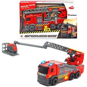 Dickie Toys 203714011014 Belgische brandweerwagen, 23 cm, licht en geluid, uittrekbare ladder, beweegbare onderdelen inclusief batterijen, vanaf 3 jaar
