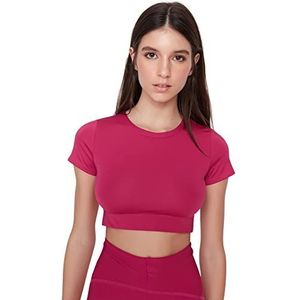 Trendyol Effen ronde hals T-shirt voor dames (1 stuk), Fuchsia