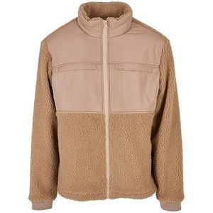 Urban Classics Patched Sherpa jas voor heren, effen beige, S, Union-beige