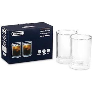 De'Longhi DLSC324 Set van 2 dubbelwandige thermoglazen van borosilicaatglas, comfortabel om vast te houden, condensvrij, vaatwasmachinebestendig, inhoud 220 ml