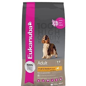 Eukanuba Rijk aan lam en rijst voor kleine tot middelgrote honden - gevoelige spijsvertering - glucosamine & chondroïtine - zonder genetische manipulatie, conserveermiddel, kunstaroma - 2,5 kg