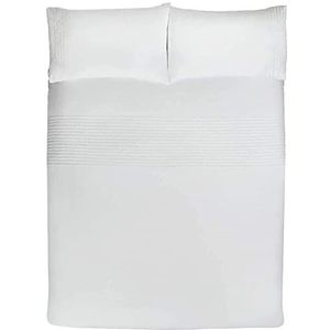 Sleepdown Beddengoedset van polykatoen, geplooid, dekbedovertrek en kussenslopen, onderhoudsvriendelijk, wit, kingsize (220 x 230 cm)