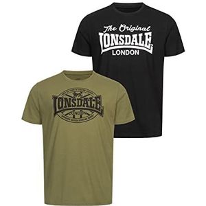 Lonsdale Morham T-shirt voor heren, zwart/olijfgroen