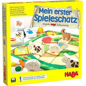 Haba 4278 - Mijn eerste Spieleschat De grote Haba-spelverzameling, 10 leuke bord-, memo- en kaartspellen vanaf 3 jaar in een verpakking, kindvriendelijk speelmateriaal van hout