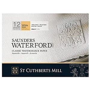 ST CUTHBERTS MILL Saunders Waterford Blok, 20 vellen, aquarelpapier, 31 x 23 cm, 300 g/m², extra wit