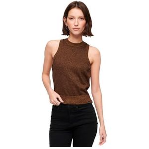 Superdry Studios Merino Vest Pull pour femme, Denim Co Tabacco Brown Metallic, 44