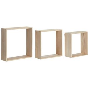 Artemio Set van 3 vierkante planken om te decoreren, hout, beige, 30 x 10 x 30 cm 14001967
