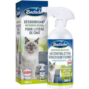 Bactador Enzyme Cleaner Kattenbakspray, 500 ml, kattenbakvulling, microbiologische vlekverwijderaar, geurremmend, enzymreiniger, geurneutralisator