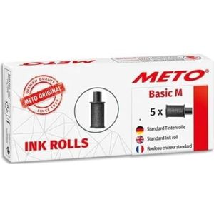 Meto 5 inktrollen voor Meto Basic, M/Arrow M, handlabelmachine, 2 lijnen, voor etiketten 22 x 16 mm, zwart, 5 stuks