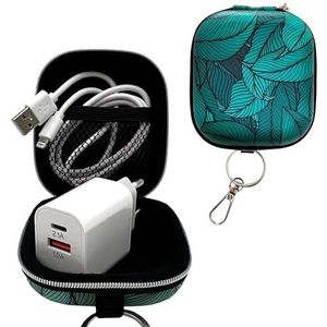 WONDEE Set van 3 USB C-opladers + mini-reisetui met design en sleutelhanger + Lightning-kabel, universele wandoplader voor iPhone 5 V/2 A met mooie hoes voor het organiseren, beschermen en vervoeren
