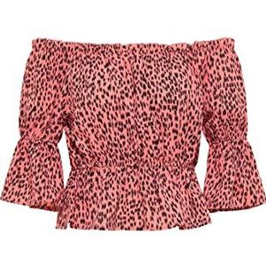 IZIA dames blouse carmen, Roze/Zwart