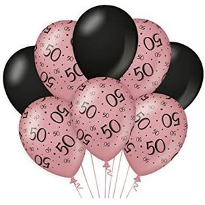 Birthday ballonnen, 6 stuks, roze/zwart