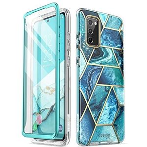 i-Blason Beschermhoes voor Samsung Galaxy S20 FE 2020, met geïntegreerde displaybescherming, rondom bescherming, design, chique, glitter, schokbestendig, [Cosmo], 360 volledige beschermhoes (blauwe