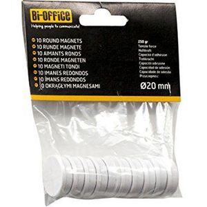 Bi-Office 10 stuks ronde magneten, 25 mm, wit