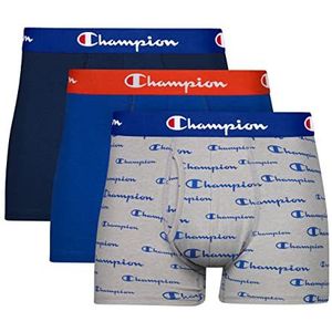 Champion Champion Heren Set van 3 Stretch Katoenen Onderbroeken Herenshirt (3 stuks), Logo Grey Heather Script/Surf the Web/Navy